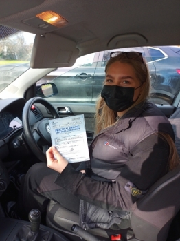 Well done Jess. Passed your test first time today with only 1 minor fault. It´s been a pleasure to teach you.. Drive Safe!...